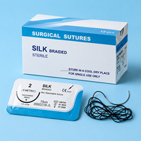 Sutures chirurgicales en soie tressée noire non résorbables, fil conforme à la norme USP, pour usage vétérinaire et humain, certifiées CE, pour chiens et grands animaux