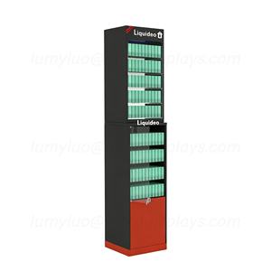 Vitrine lumineuse en bois pour cigarettes avec poussoir 2-en-1, présentoir de sol réglable et comptoir de table pour magasin de tabac - Product Image 2