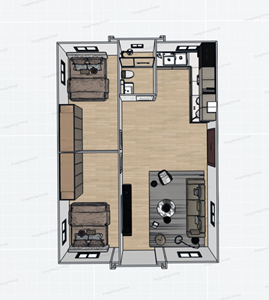 Fenêtre française, vue panoramique, pliable et repliable, 30 pieds carrés, 2 chambres, luxe haut de gamme, maison préfabriqué<span class=keywords><strong>e</strong></span>, maisons conteneurs - Product Image 6