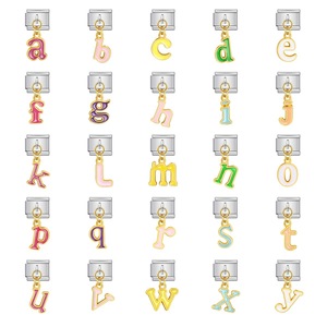 Modulo italiano fai da te Fashion braccialetti colorato oro placcato in <span class=keywords><strong>acciaio</strong></span> inox con lettera di gocciolamento gioielli fai da te personalizzabili - Product Image 1