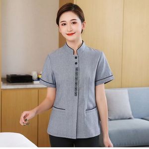 Cleaning Uniforms Short Sleeve Unisex Linen Moisture Wicking For Hotel Staff - Product Image 1