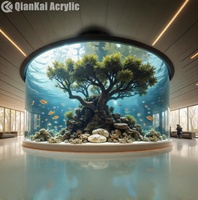 Grand aquarium cylindrique en acrylique, aquarium transparent de style colonne rond pour centres commerciaux, aéroports