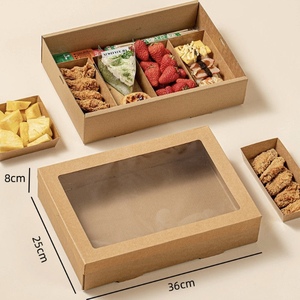 Vassoio Scatola Monouso in Carta Kraft per Pic-nic Primaverili Campeggio Asporto Snack Leggeri Tè Pomeridiano Panini con Laminazione Opaca - Product Image 5