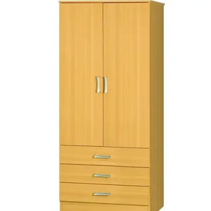 خزانة ملابس معدنية حديثة مخصصة بلون خشبي لغرفة النوم، خزانة تخزين بثلاثة أبواب - Product Image 1