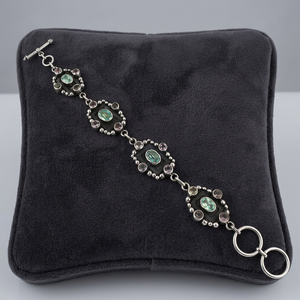 Bracelet chaîne vintage en argent tibétain Art Palace avec motif de fleur en cristal pour femme - Product Image 1
