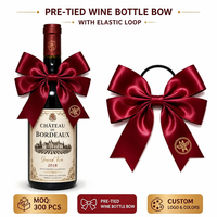 Grands nœuds décoratifs personnalisés en satin floral pour bouteilles de vin, cadeaux promotionnels de haute qualité en polyester