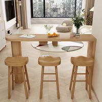 Table à manger de luxe en bois massif durable, design moderne et minimaliste pour la maison, la salle à manger, la cloisonnement de l'espace, le balcon, ensemble table haute et chaises