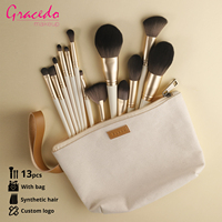 Set Kuas Makeup Profesional Gracedo Black Custom 15 PCS Berkualitas Tinggi, Kuas Kabuki, Concealer, Eyeshadow, dan Kuas Cukur