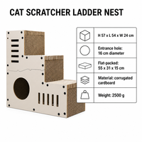 YAOYUE Meow Le Ladder, griffoir pour chat en carton ondulé à 3 niveaux, 57x54x24cm