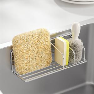 Égouttoir de cuisine double moderne en acier inoxydable pour évier, étagères de rangement pour éponges et chiffons, non pliable, étanche - Product Image 1