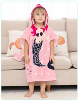 Serviette de bain poncho à capuche en coton pour enfants, imprimé dinosaure de dessin animé, idéale pour la plage et le surf