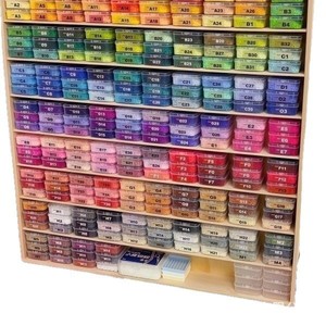 Support de rangement en bois pour perles Perler, 7 niveaux, organisateur de bureau en bois massif pour le rangement des loisirs créatifs avec compartiments colorés - Product Image 5