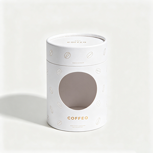 Factory Custom Round Cylinder Paper Box With Visible Window Recyclable Tube For <b>Coffee</b> Bean Cafe Retail Packaging - Product Image 3