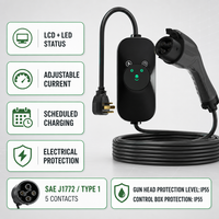 Pengisi Daya EV Portabel Smart Type 1 J1772 3.5kW 16A yang Dapat Disesuaikan, Terdaftar Level 2 Mode 2 NEMA 14-50 dengan Layar Timer 5m US Home Wallbox