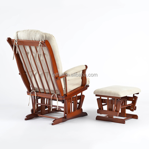 Meubles de nurserie en bois en gros d'usine, chaise berçante pour bébé avec tabouret et ottoman - Product Image 4