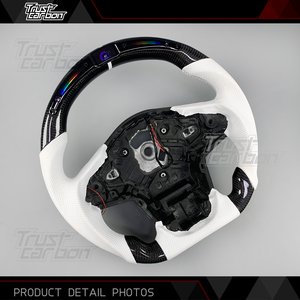 Volante de Fibra de Carbono Personalizado para <span class=keywords><strong>Toyota</strong></span> GR <span class=keywords><strong>Supra</strong></span> 2.0T/3.0T/Pro Special Edition/<span class=keywords><strong>GT4</strong></span> Concept con Cuero Perforado Blanco - Product Image 3