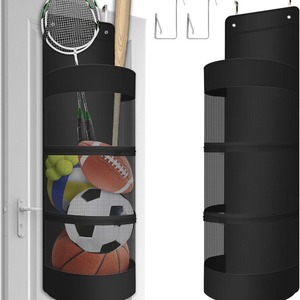ถุงเก็บของแบบแขวนสำหรับใส่ลูกบอล ผ้าอ็อกซ์ฟอร์ด ออแกไนเซอร์สำหรับประตู ที่เก็บอุปกรณ์กีฬา สีดำ MZSNSQ-200 - Product Image 4