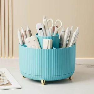 Rotating Cosmetic Storage <b>Box</b> Makeup Brush Lipstick Holder Desktop Organizer Plastic Large Capacity With Golden Feet - Product Image 3
