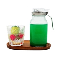 Couvercle liquide verseur hermétique en acier inoxydable avec poignée capuchon couronne en acrylique pour pot Mason à large ouverture jus lait café stockage
