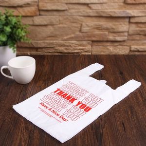 Bolsa de Plástico Transparente Desechable con Logotipo Impreso, Bolsa de Plástico Tipo Camiseta para Supermercados y Tiendas de Comestibles - Product Image 3