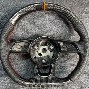 Volant en cuir à fond plat en fibre de carbone personnalisé pour <span class=keywords><strong>Audi</strong></span> RS7 A4 B8.5 2016 A3 <span class=keywords><strong>RS4</strong></span> A4 A5 TT B6 S8 D4 S4 B8 B9 RS3 - Product Image 4