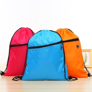 New Customized Promotional Polyester Nylon Drawstring Multifunctional 34*43 Cm Outside Pocket Zipper Backpack Draw String Bags