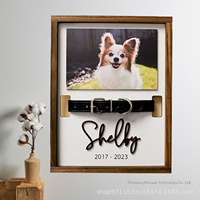 Personalisierter Holz-Gedenkrahmen für Haustiere mit Halsbandhalter, Erinnerungsstück für Hunde- und Katzenverlust, Foto-Display-Schattenbox-Rahmen