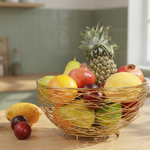 Corbeille à fruits ronde moderne en métal, support de rangement de cuisine durable, conteneur alimentaire à un seul niveau - Product Image 4