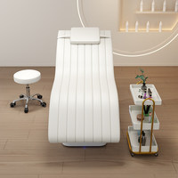 Lit de Luxe Incurvé pour Extensions de Cils, Lit de Beauté Électrique Lacté, Lit Facial, Lits de Massage à 3 Moteurs pour Salon de Beauté, Mobilier de Salon