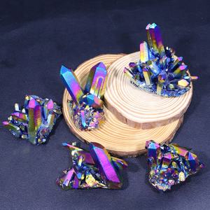 자연 전기 도금 다채로운 라듐 색상 크리스탈 원시 돌 다각형 크리스탈 클러스터 기술 장식 치유 홈 장식 - Product Image 3