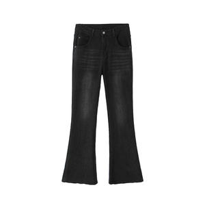 Jean évasé taille haute noir rétro Happy Plus pour femme, grande taille, en coton extensible, coupe ajustée, micro-élasticité - Product Image 2