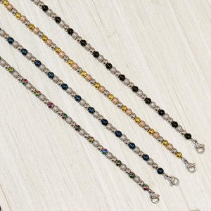 Su Geçirmez Klasik Paslanmaz Çelik Takı Unisex Yüksek Kaliteli Şık Kum Topu Parlak Boncuklu Karışık Renkli Esnek Bileklik - Product Image 3