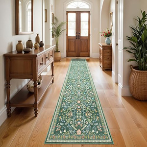 Living Room Carpet <b>Runner</b> Floral Pattern Bohemian Style <b>Washable</b> Hallway Rug Ink Colored Flowers Spring 2026 - Product Image 2