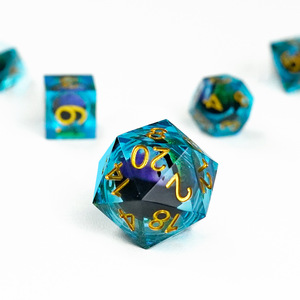 Jeu de dés Dragon Eye RPG Sharp Edge Liquid Core Resin Handmade Cat Eye DND Dice Set with Gift Box 7 PCS for Role Playing - Product Image 4