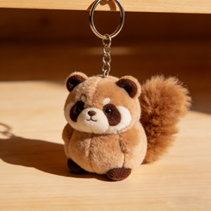 Llavero de peluche personalizado de mapache pequeño, suave y esponjoso, adorno para bolso, anillo para llaves - Product Image 1