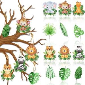 2025 <span class=keywords><strong>Jungle</strong></span> Animal thème Lion tigre papier suspendus décorations gâteau décoration fournitures fête cadeau décoration cintres en gros - Product Image 3