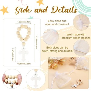 Recuerdos para Bautizo Incluyen Rosarios de Madera Tarjetas y Bolsas para Decoraciones de Bautizo, Recuerdos de Baby Shower y Regalos de Primera Comunión para Niños y Niñas - Product Image 3