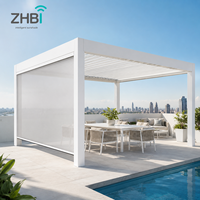 Pergola intelligente en aluminium bioclimatique avec toit à lames motorisées, éclairage LED, écran latéral rétractable, pour balcon extérieur, gazebo, bord de piscine