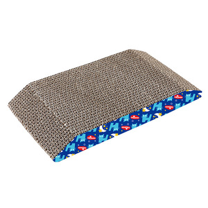 Fabricante de rascadores para gatos, venta al por mayor disponible, juguete para gatos de papel corrugado trapezoidal de alta densidad Hawo con hierba gatera. - Product Image 4