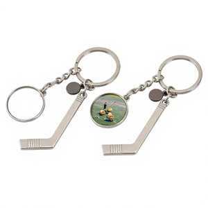 Renhui Mũ bảo hiểm Hockey trên băng cầu thủ Puck Gậy Keyring vòng chìa khóa tùy chỉnh kim loại Hockey Móc khóa móc khóa - Product Image 1
