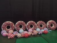 Donuts et bougies géants gonflables en PVC, décorations sur le thème des bonbons pour fêtes et événements