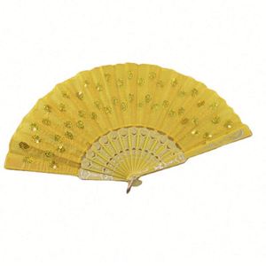 Plastic Folding Hand Fan Spanish Embroidery <b>Sequin</b> Hand Fan for Decoration - Product Image 1