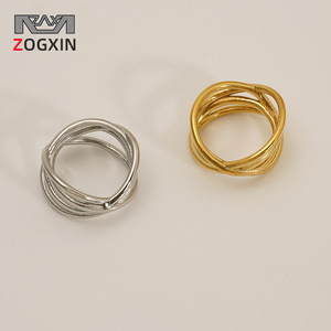 European And American Style Minimalist 316 Stainless Steel <b>Ring</b> Unisex 4 Layer Wrapping <b>Plain</b> Band Classic Versatile Jewelry - Product Image 2