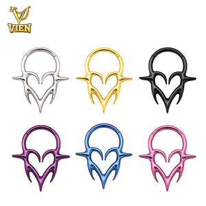 VIEN Jewellery ZPO-118 Joyería de Titanio <span class=keywords><strong>para</strong></span> Piercings, Anillo Clicker de Titanio de Grado Médico con Forma de Espina de Corazón <span class=keywords><strong>para</strong></span> Daith, Conch, Septum y Nariz - Product Image 1