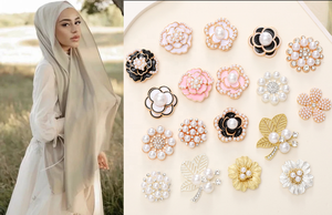 高級 フローラル ジェム スカーフ ショール クリップ ギフト ムスリム ヒジャブ ピン レディース スカーフ ブローチ マグネット ピン - Product Image 2