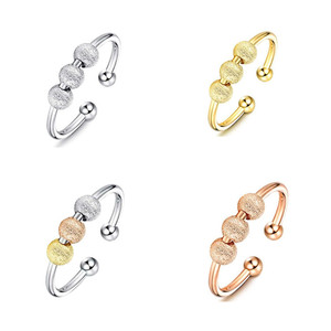 Minimalist Frosted Bead <b>Open</b> <b>Ring</b> Gold Plated Unisex Jewelry Gift Accessory Geometric Shape Ball Design JZ 020 - Product Image 1