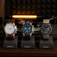 Montre-bracelet pour homme, mouvement à quartz multifonctionnel, boîtier en acier inoxydable, bracelet en cuir véritable, montre de mode élégante