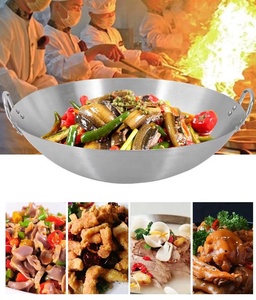 Pots durables de couleur naturelle et wok polyvalent en acier pour restaurant <span class=keywords><strong>chinois</strong></span> et hôtel avec poignée unique - Product Image 4
