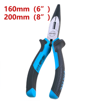 FIXTEC Pince à bec long 6 et 8 pouces en acier Cr-V, jeu de pinces à bec fin de précision pour la préhension et le cintrage de fils, avec support en plastique