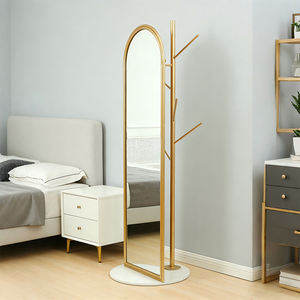 360 °   Miroir surdimensionné rotatif - Miroir de sol de style nordique avec porte-vêtements intégré - Product Image 1